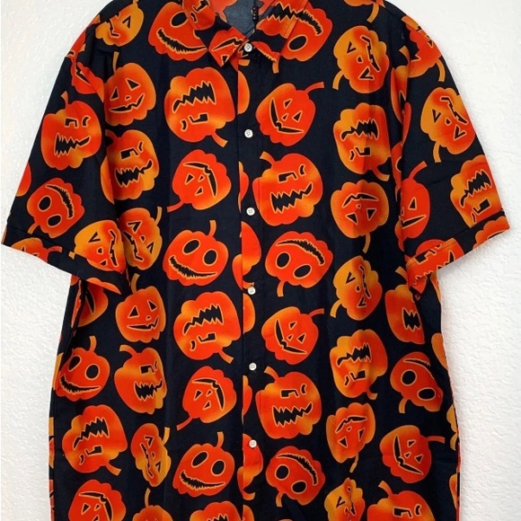 sslr Other - SSLR Mens Halloween Pumpkin Shirt 2XL NEW Casual Button Up Spooky Party Holiday